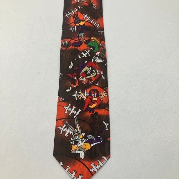 WB Looney Tunes Team NFL Vintage 1993 Graphic Print 4” Neck Tie Football - Picture 4 of 14